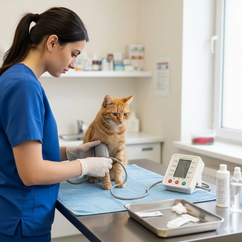 Toma de presión arterial gato veterinaria